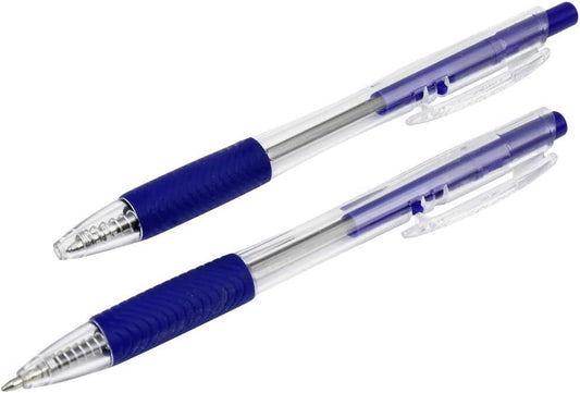 Clip Click Retractable Ball Point Pens, 1.0 mm Blue Ink, Set of 8