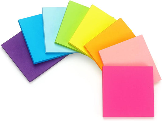 Early Buy Sticky Notes 3 in x 3 in, 8 Bright Color 8 Pads, 55 Sheets/Pad