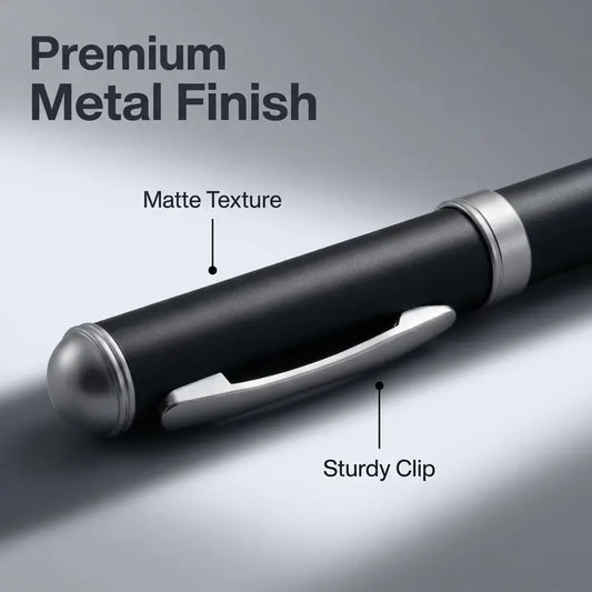 2 Pcs Retractable Metal Ballpoint Pens, for Gift, Business, Office, 1.0mm Medium Point Black Ink, 2 Extras Replaceable Metal Refills Smooth Writing Ballpoint