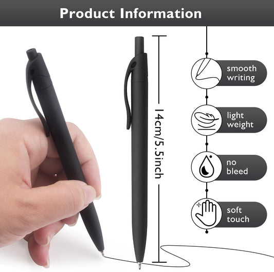 Bribobo 8 Pack Ballpoint Pens No Bleed Black Click Pens, 1.0 MM Black Ink