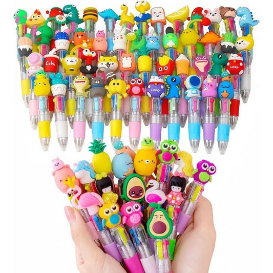 4-in-1 Set Adorable Dinosaur-Astronaut Animal Themed Multicolor Mini Pens, 20/30/50Pcs Bulk Office Stationery, Back to School Supplies for Kids Ages 8+, Birthday Presents & Adorable Party Favors