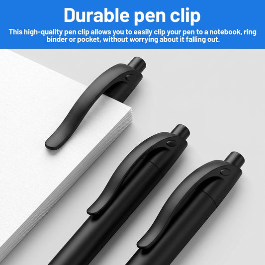 8 Pcs Ballpoint Pens,No Bleed Black Click Pens, 1.0 MM Black Ink