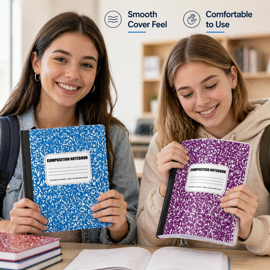 Composition Notebook 12 Pack -Wide Ruled Paper, 7.5" x 9.75", 100 Sheets