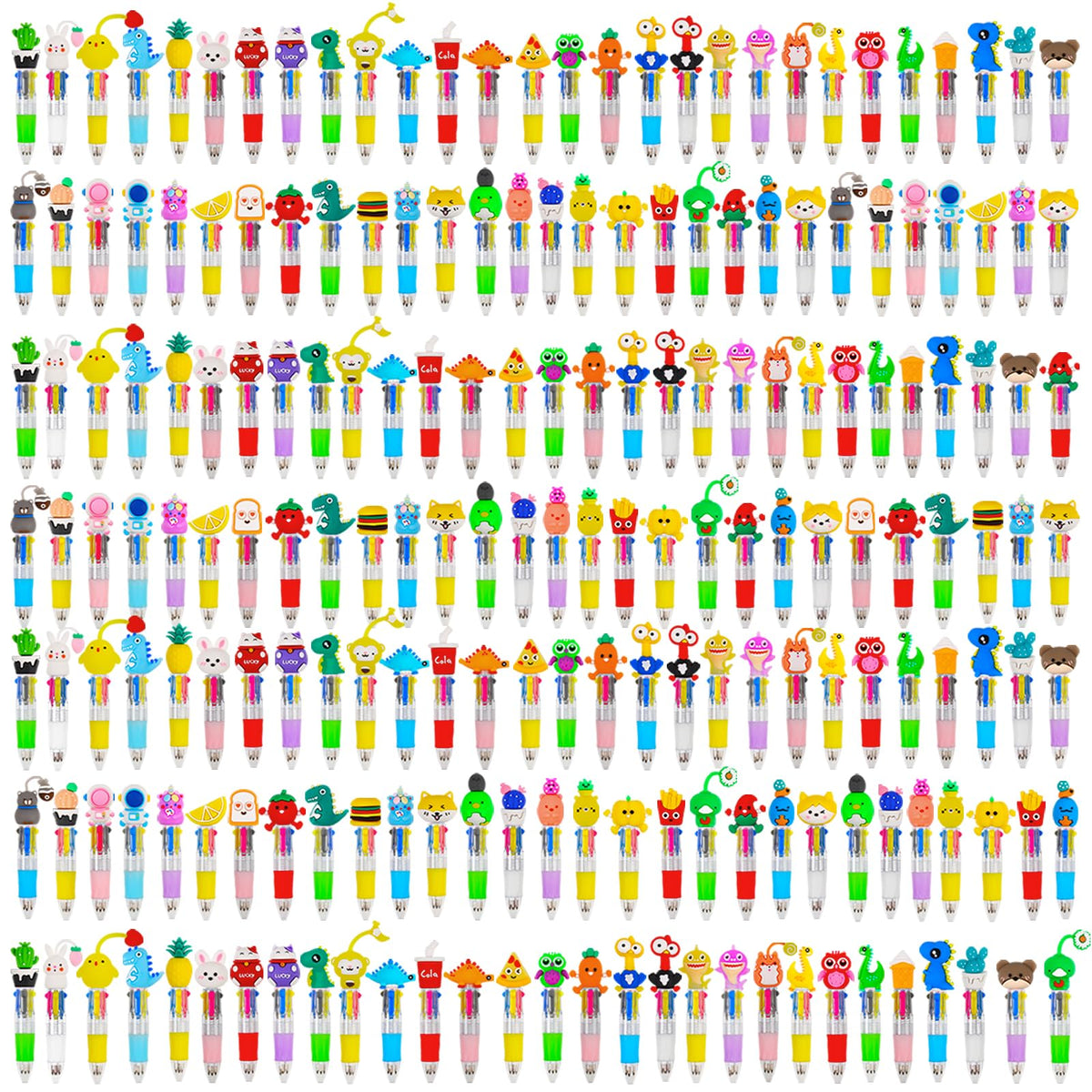 CZWZ 24Pcs Mini Multicolor Pens in One 4-in-1 Cute Pens Bulk for Kids, Fun Kawaii Ballpoint Pens for Birthdays and Children's Party Favors Gifts Teacher School Supplies