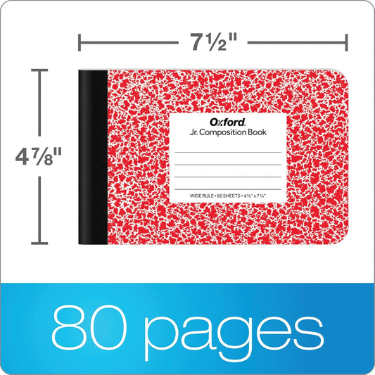 Oxford Composition Mini Notebooks, 6 Pack, Cover Colors Vary, Wide Ruled Paper, 4-7/8 x 7-1/2 Inch School Journals, Assorted Color Covers, 80 Sheets per Book (63779)