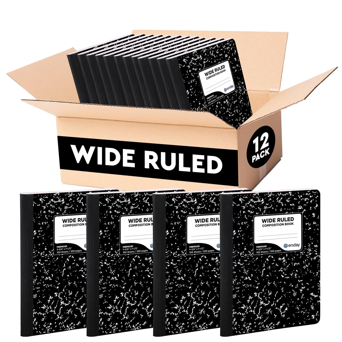 Enday Marble Composition Notebook Wide Ruled (2 Pack) 100 Sheets