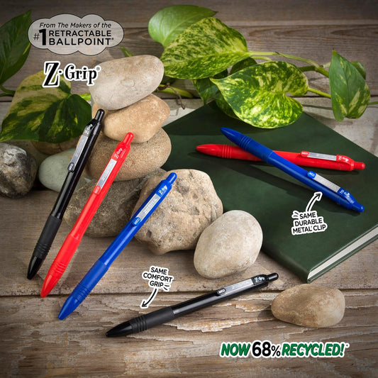 Zebra Pen Z-Grip Recycled Ballpoint Pen, Black Ink, 0.7mm, 12-Pack