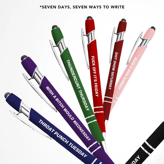 Funny 7-Pack Ballpoint Pens for Adults, Smooth Writing Retractable Pens with Hilarious Daily Quotes, Colorful Novelty Office Pens, Funny Coworker Gifts, Work Desk Supplies, Back to School Pen Set