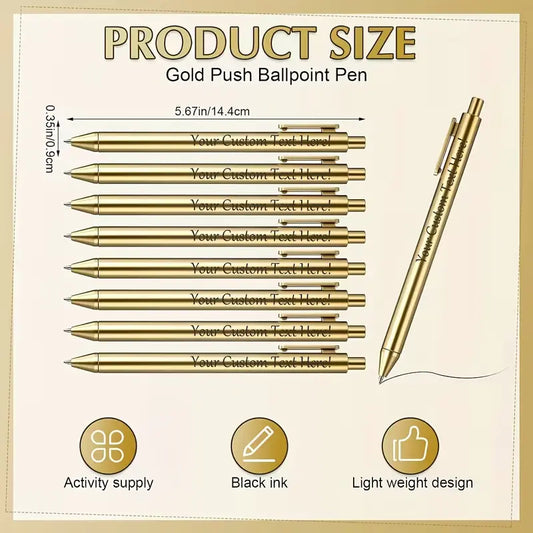 Retractable Ballpoint Pens, Gold Tone Click Design, Slim Barrel with Pocket Clip for Office, School, Writing, Journaling and Daily Use