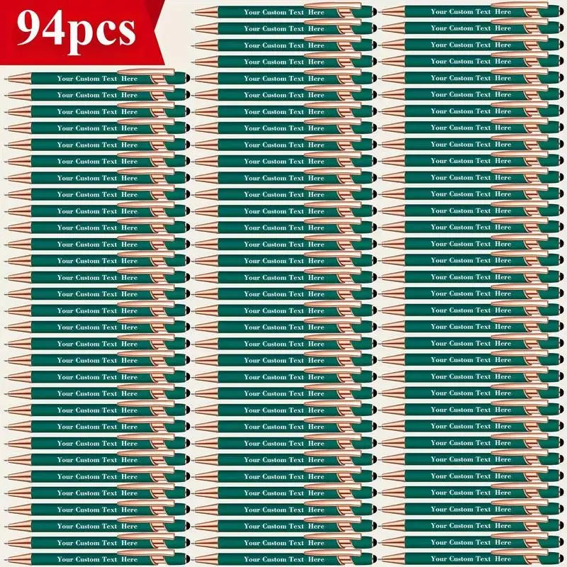 94-Pack Personalized Engraved Metal Body Retractable Ballpoint Pens - 0.5mm Fine Smooth Black Ink, Assortment Kit with Refills, Bulk Office Stationery, Pens for Work, Back to School Haul, Graduation Office Giveaways