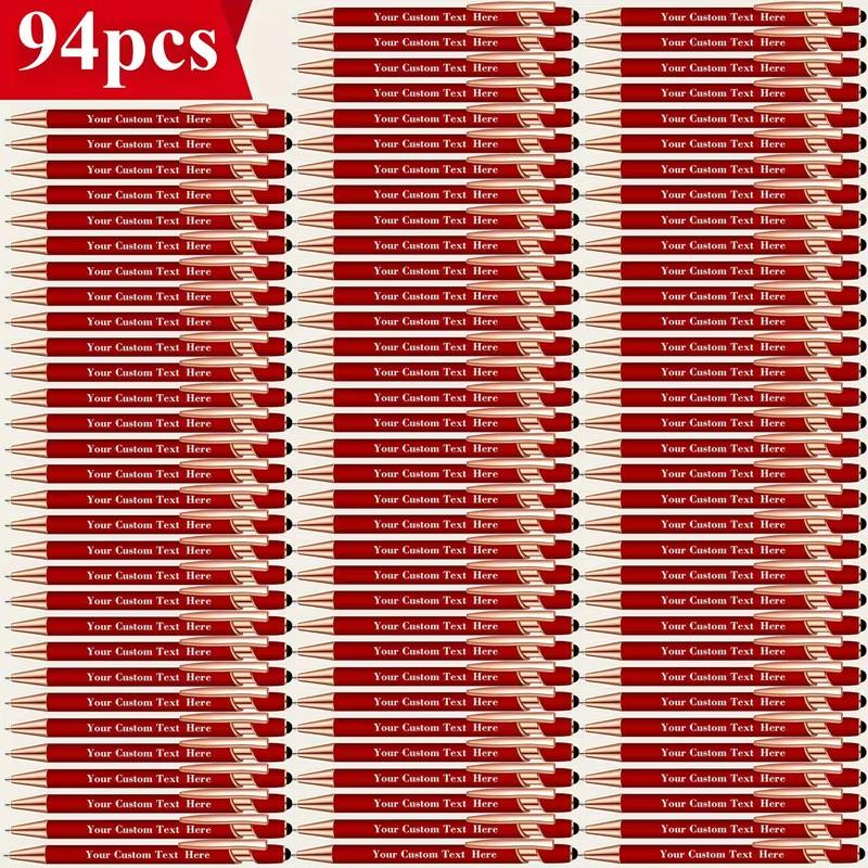 94-Pack Personalized Engraved Metal Body Retractable Ballpoint Pens - 0.5mm Fine Smooth Black Ink, Assortment Kit with Refills, Bulk Office Stationery, Pens for Work, Back to School Haul, Graduation Office Giveaways