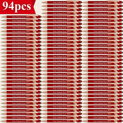 94-Pack Personalized Engraved Metal Body Retractable Ballpoint Pens - 0.5mm Fine Smooth Black Ink, Assortment Kit with Refills, Bulk Office Stationery, Pens for Work, Back to School Haul, Graduation Office Giveaways
