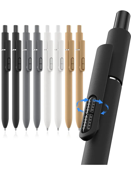 INKSLICK 8-Pack Minimalist Classic Color Retractable Ballpoint Fidget Click Pens - 1.0mm Medium Point, Tungsten Tip, Cushioned Grip, Smooth Write, Classic Barrel Tones, Back to School Haul, Pens for Work, Adult Use, Office & Daily Home Supplies