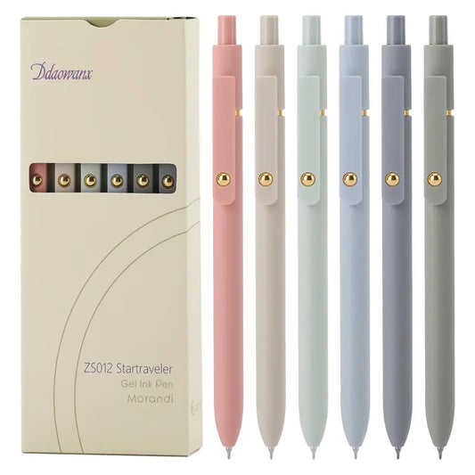 Ddaowanx Gel Pens, 6 Pcs 0.5mm Quick Dry Black Ink Pens Fine Point Smooth Writing Pens, Cute Office School Supplies Gifts for Women