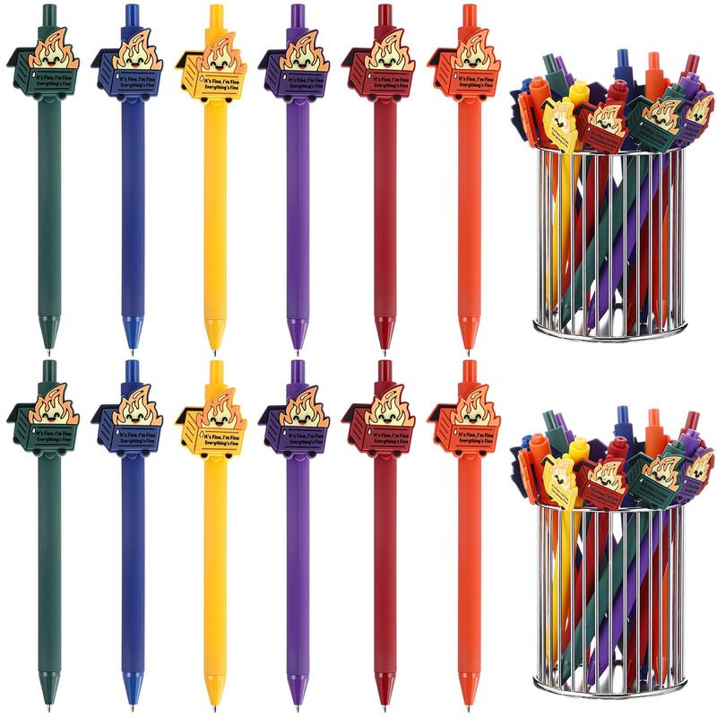 Bulk Dumpster Fire Pens Luminous Ballpoint Pen Employee Appreciation Idea Emotional Support Positive Funny Work Pens for Coworkers Staff Team Members Teachers Nurse School Ofiice Supplies Summer Party Favors