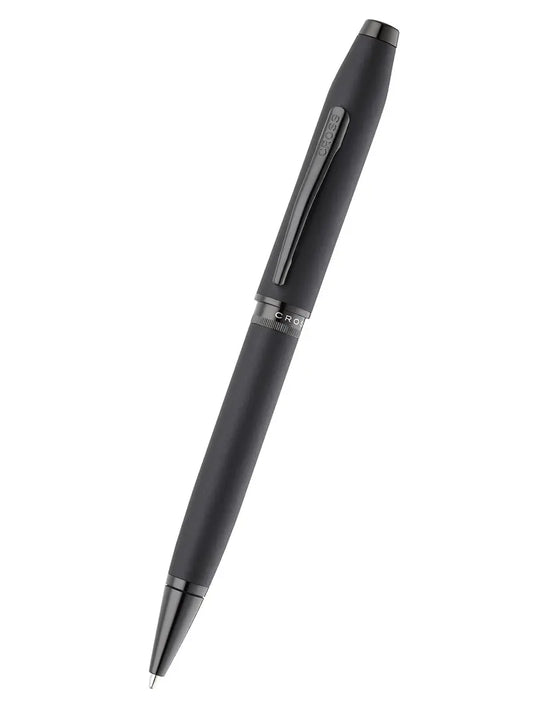 Matte Black Lacquer Ballpoint Pen with PVD Accents, Double Ring, Finely Grooved Detail, Smooth Band, Presented in a Standard Cross Gift Box, Reliable Office Stationery for First-Time Cross Users (Ballpoint Pens & Refills)