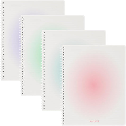 Oucaru A4 Spiral Notebook 4 Pack College Ruled Cute Pastel Notebooks