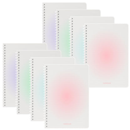 Oucaru A4 Spiral Notebook 4 Pack College Ruled Cute Pastel Notebooks