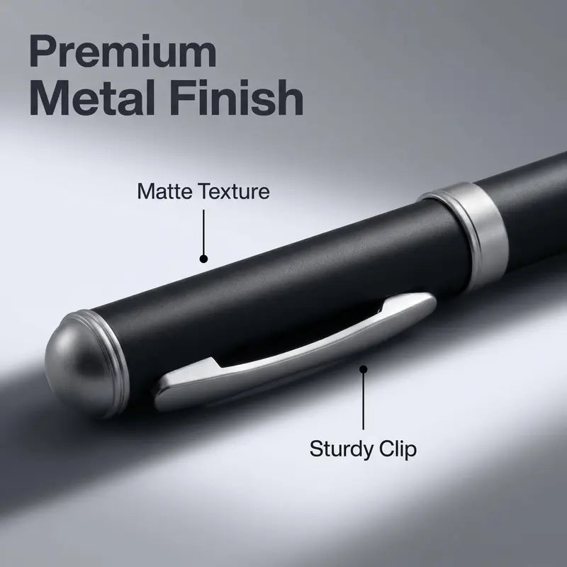 2 Pcs Retractable Metal Ballpoint Pens, for Gift, Business, Office, 1.0mm Medium Point Black Ink, 2 Extras Replaceable Metal Refills Smooth Writing Ballpoint