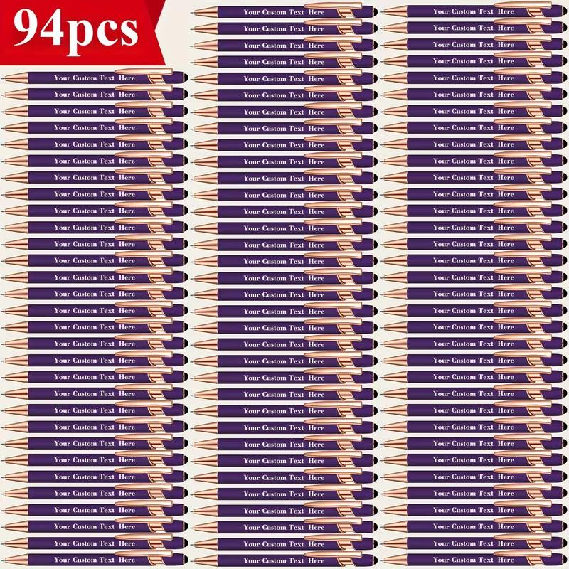 94-Pack Personalized Engraved Metal Body Retractable Ballpoint Pens - 0.5mm Fine Smooth Black Ink, Assortment Kit with Refills, Bulk Office Stationery, Pens for Work, Back to School Haul, Graduation Office Giveaways