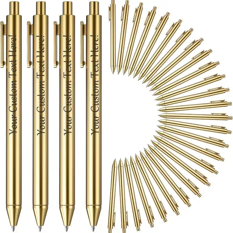Retractable Ballpoint Pens, Gold Tone Click Design, Slim Barrel with Pocket Clip for Office, School, Writing, Journaling and Daily Use