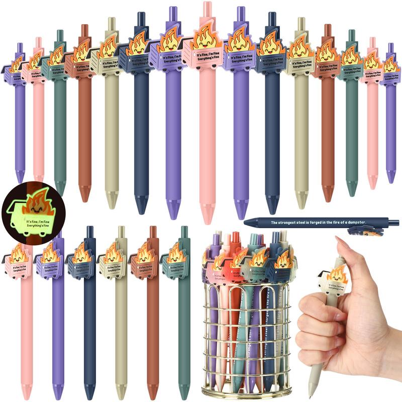 Bulk Dumpster Fire Pens Luminous Ballpoint Pen Employee Appreciation Idea Emotional Support Positive Funny Work Pens for Coworkers Staff Team Members Teachers Nurse School Ofiice Supplies Summer Party Favors