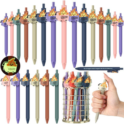 Bulk Dumpster Fire Pens Luminous Ballpoint Pen Employee Appreciation Idea Emotional Support Positive Funny Work Pens for Coworkers Staff Team Members Teachers Nurse School Ofiice Supplies Summer Party Favors