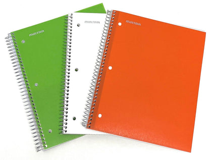 Mintra Office Durable Spiral Notebooks, 1 Subject, (Salmon, Sage Green, Lavender, Wide Ruled 3pk) - 100 Sheets, Poly Pocket, Moisture Resistant Cover, School, Office, Professional