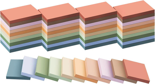 (50 Pads) Sticky Notes 1.5x2, Vintage Colors, 10 Colors Self Sticky Notes