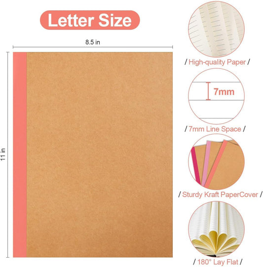 Yaridar (15-Pack) Composition Notebooks - 8.5" x 11" Kraft Cover Lined Journaling Notebooks, 30 Sheets/Pack, 15 Colors for Home/School/Office Supplies