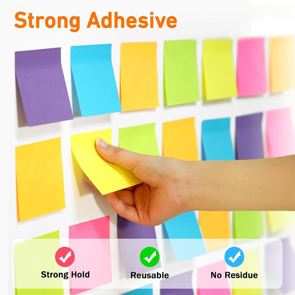 (3600 Sheets) Sticky Notes 3x3 Inch, 48 Pads, 75 Sheets/Pad, 6 Colors