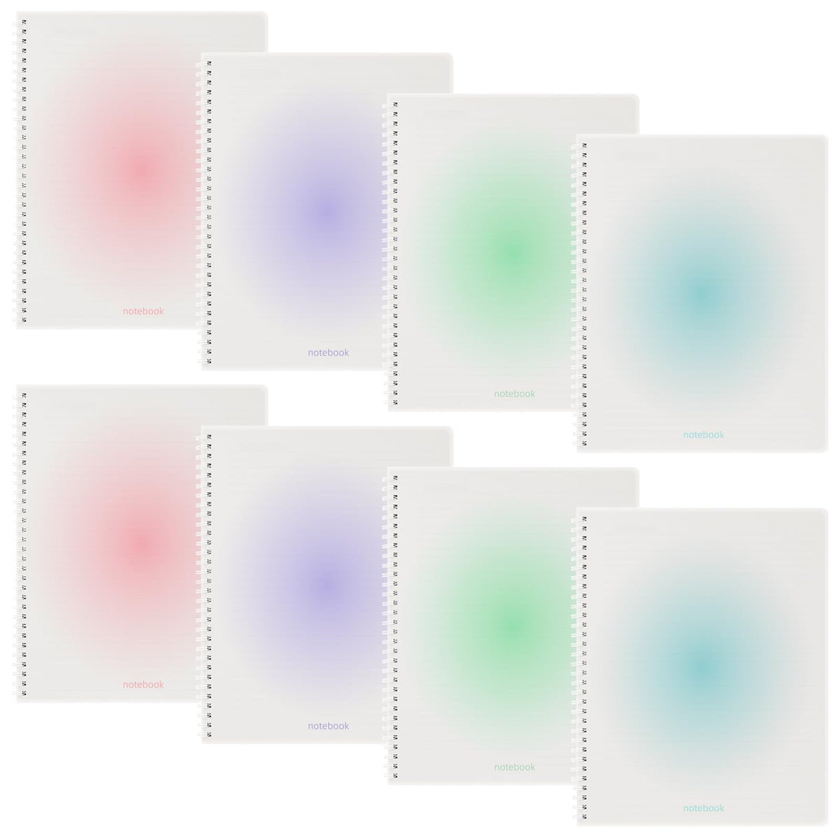 Oucaru A4 Spiral Notebook 4 Pack College Ruled Cute Pastel Notebooks