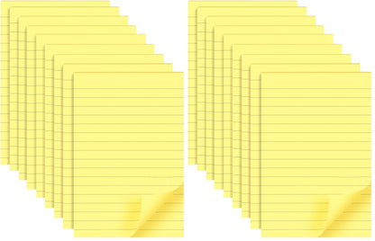 9 Pads Lined Sticky Notes 4x6 inch Post, Yellow, Clean Removal, Self-Stick Pads, Large Sticky Notes Easily Used for Home, Office, School, 40 Sheets/Pad