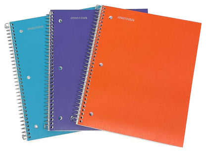 Mintra Office Durable Spiral Notebooks, 1 Subject, (Salmon, Sage Green, Lavender, Wide Ruled 3pk) - 100 Sheets, Poly Pocket, Moisture Resistant Cover, School, Office, Professional