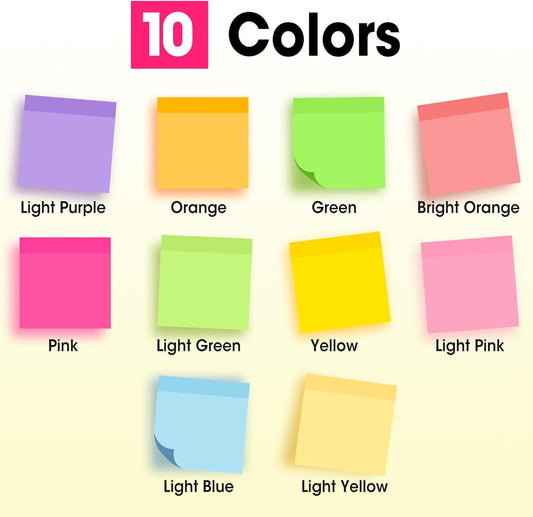150 Pads Sticky Notes 3x3, Self-Stick Pads Bulk Bright Colors, School Supplies, Office Products, 50 Sheet/Pad