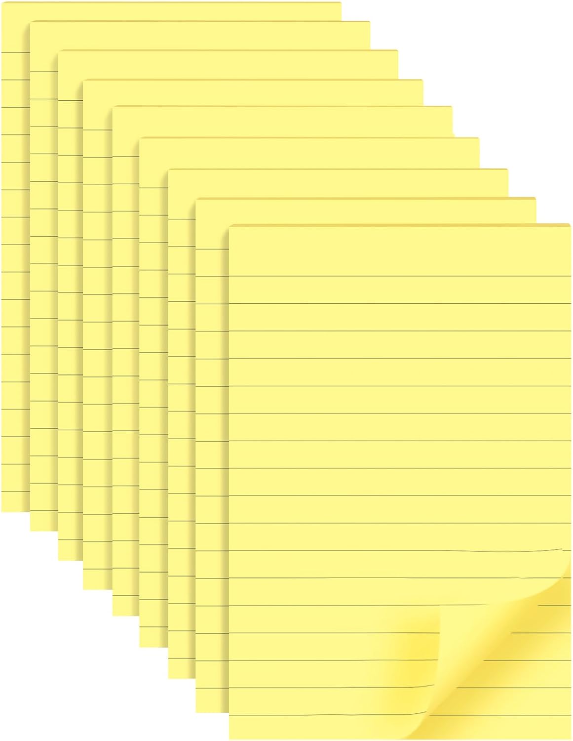 9 Pads Lined Sticky Notes 4x6 inch Post, Yellow, Clean Removal, Self-Stick Pads, Large Sticky Notes Easily Used for Home, Office, School, 40 Sheets/Pad