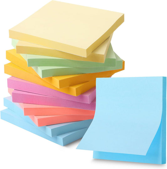 Mr. Pen- Sticky Notes, 3"x3", 12 Pads, 720 Sheets, Pastel Colors