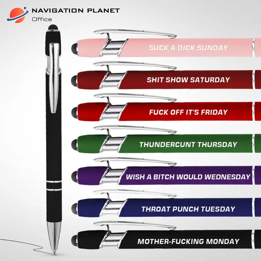Funny 7-Pack Ballpoint Pens for Adults, Smooth Writing Retractable Pens with Hilarious Daily Quotes, Colorful Novelty Office Pens, Funny Coworker Gifts, Work Desk Supplies, Back to School Pen Set