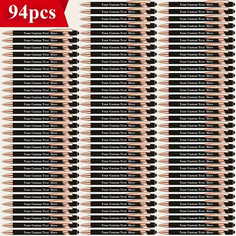 94-Pack Personalized Engraved Metal Body Retractable Ballpoint Pens - 0.5mm Fine Smooth Black Ink, Assortment Kit with Refills, Bulk Office Stationery, Pens for Work, Back to School Haul, Graduation Office Giveaways