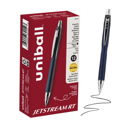 uniball™ Jetstream RT Ballpoint Pens, Black Ink, 0.7mm Fine Point, 3 Count