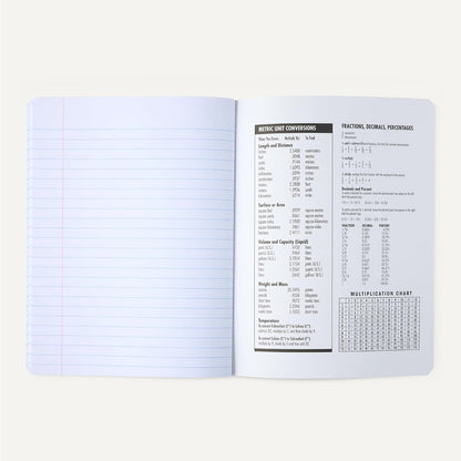 Amazon Basics Composition Notebook, Wide Ruled, 100 Sheets, 9.75" x 7.5", Marble Black, Sturdy Cover with Conversion Charts, for School, Home, and Office Use, 4-Pack