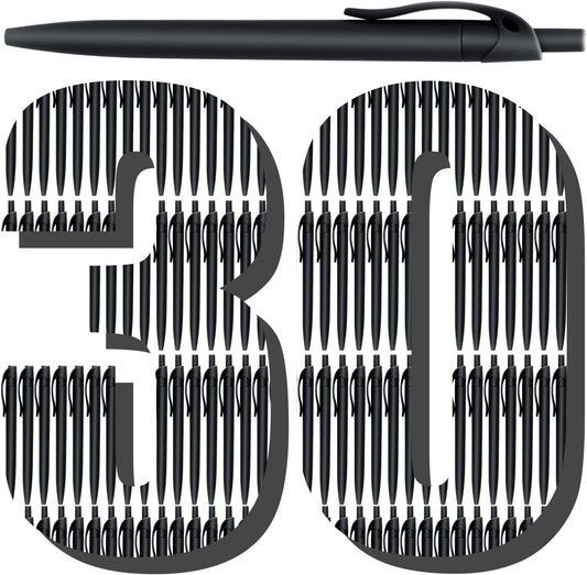 Aozora Pens Bulk 30 Pack Black Click Pens No Bleed Wholesale Retractable Ballpoint Pens Medium Point,Smooth Ink Pens for Journaling School Office Supplies 1.0MM Black Ink