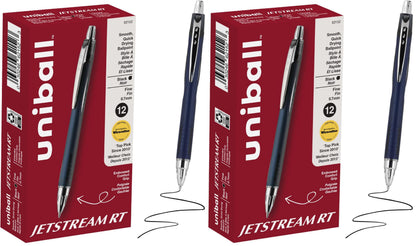 uniball™ Jetstream RT Ballpoint Pens, Black Ink, 0.7mm Fine Point, 3 Count