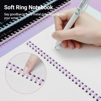 KOKUYO Spiral Notebook Journal, Black 3 Pack Campus B5 Soft Ring Notebooks with Dotted B 6mm Rule, 40 Sheets, 1 Subject Notebook in Red Purple Green, College Office Note Taking. Japan Import