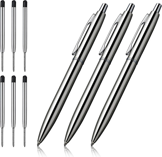 ChaoQ 3 Pcs Retractable Metal Ballpoint Pens, for Gift, Business, Office