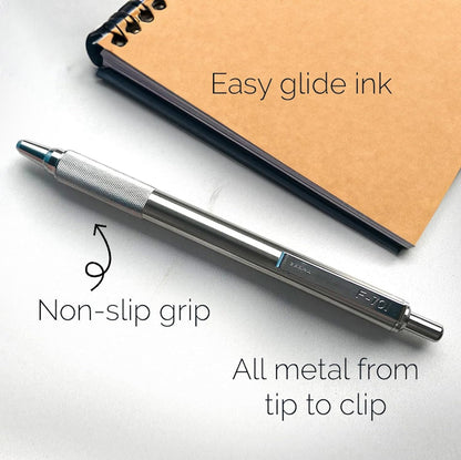 Zebra Pen STEEL F-701 Retractable Ballpoint Pen, Black Ink, 0.8mm, 1-Pack