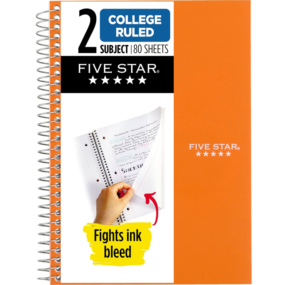 Five Star Spiral Notebook, 2 Subject, College Ruled Paper, 6" x 9-1/2", 80 Sheets, Fights Ink Bleed, Water Resistant Cover, Seaglass Green (840029CH1-ECM)