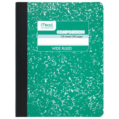 Mead Composition Notebook, Wide Ruled Paper, 7-1/2" x 9-3/4", 100 Sheets, Blue Marble (09918AY7)