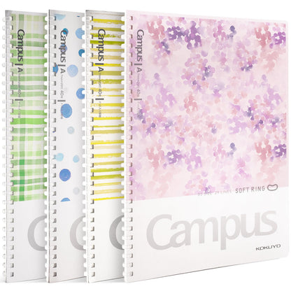 KOKUYO Spiral Notebook Journal, Black 3 Pack Campus B5 Soft Ring Notebooks with Dotted B 6mm Rule, 40 Sheets, 1 Subject Notebook in Red Purple Green, College Office Note Taking. Japan Import