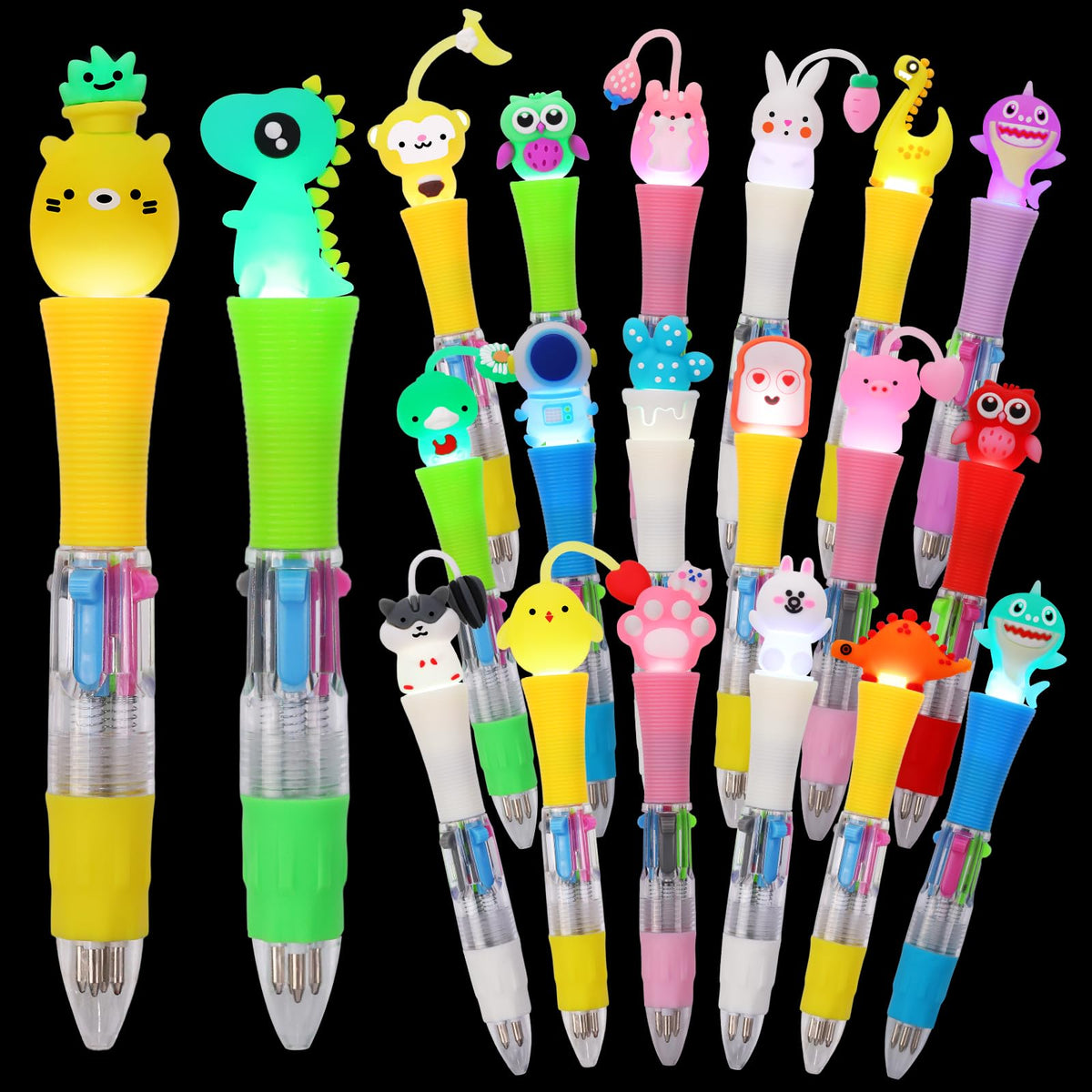 CZWZ 24Pcs Mini Multicolor Pens in One 4-in-1 Cute Pens Bulk for Kids, Fun Kawaii Ballpoint Pens for Birthdays and Children's Party Favors Gifts Teacher School Supplies